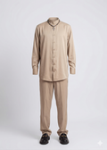 SAND MANDARIN COLLAR SHIRT & TROUSER SET