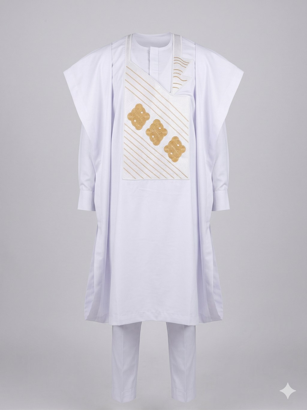 White Gold Embroidered Agbada