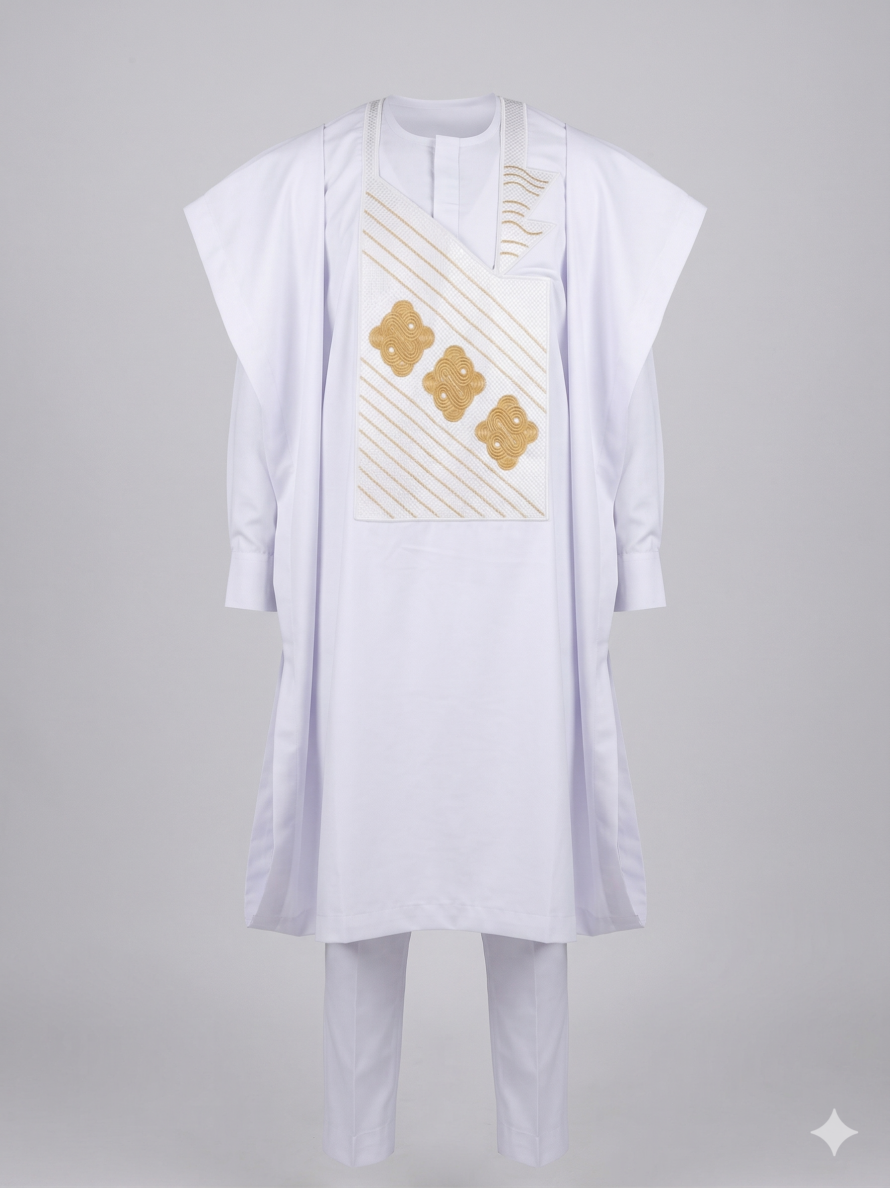 White Gold Embroidered Agbada