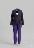 PLAID BLAZER & PURPLE TROUSER SET