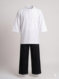White Senator Short-Sleeve & Black 3-Quater Short Set