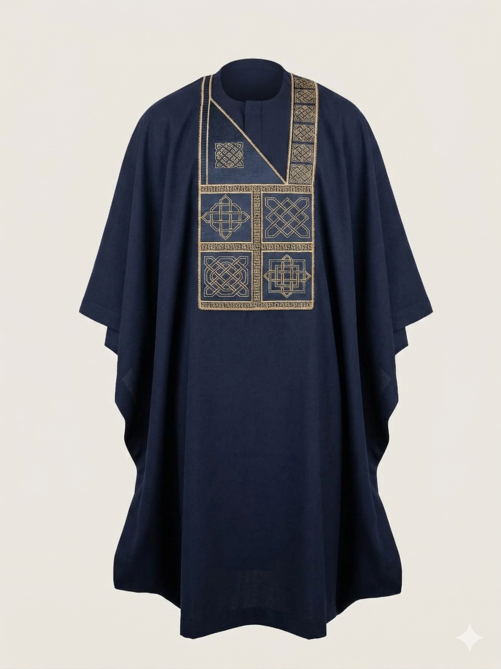 Navy Gold Embroidered Agbada