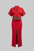 Red Tartan Trim Co-ord Skirt Set