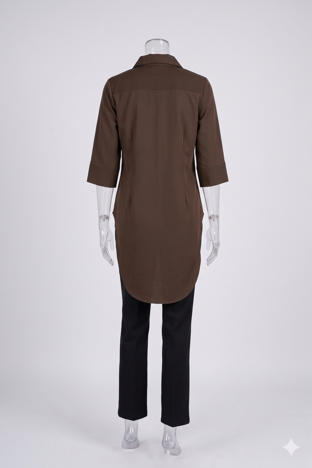 Mocha Longline Button-Down Shirt