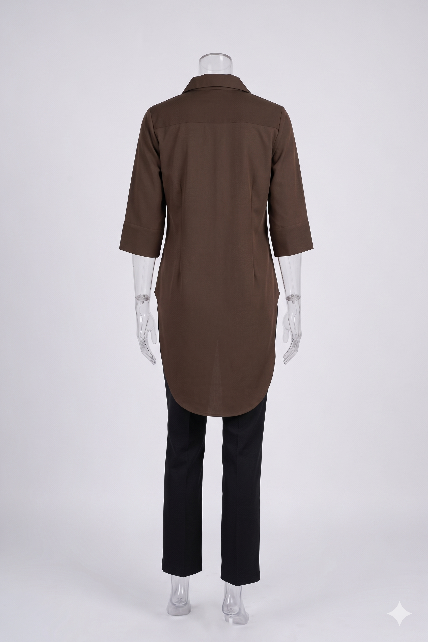 Mocha Longline Button-Down Shirt