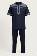 Navy Embroidered Senator Set