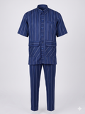 Navy Pinstripe Senator Collar Set