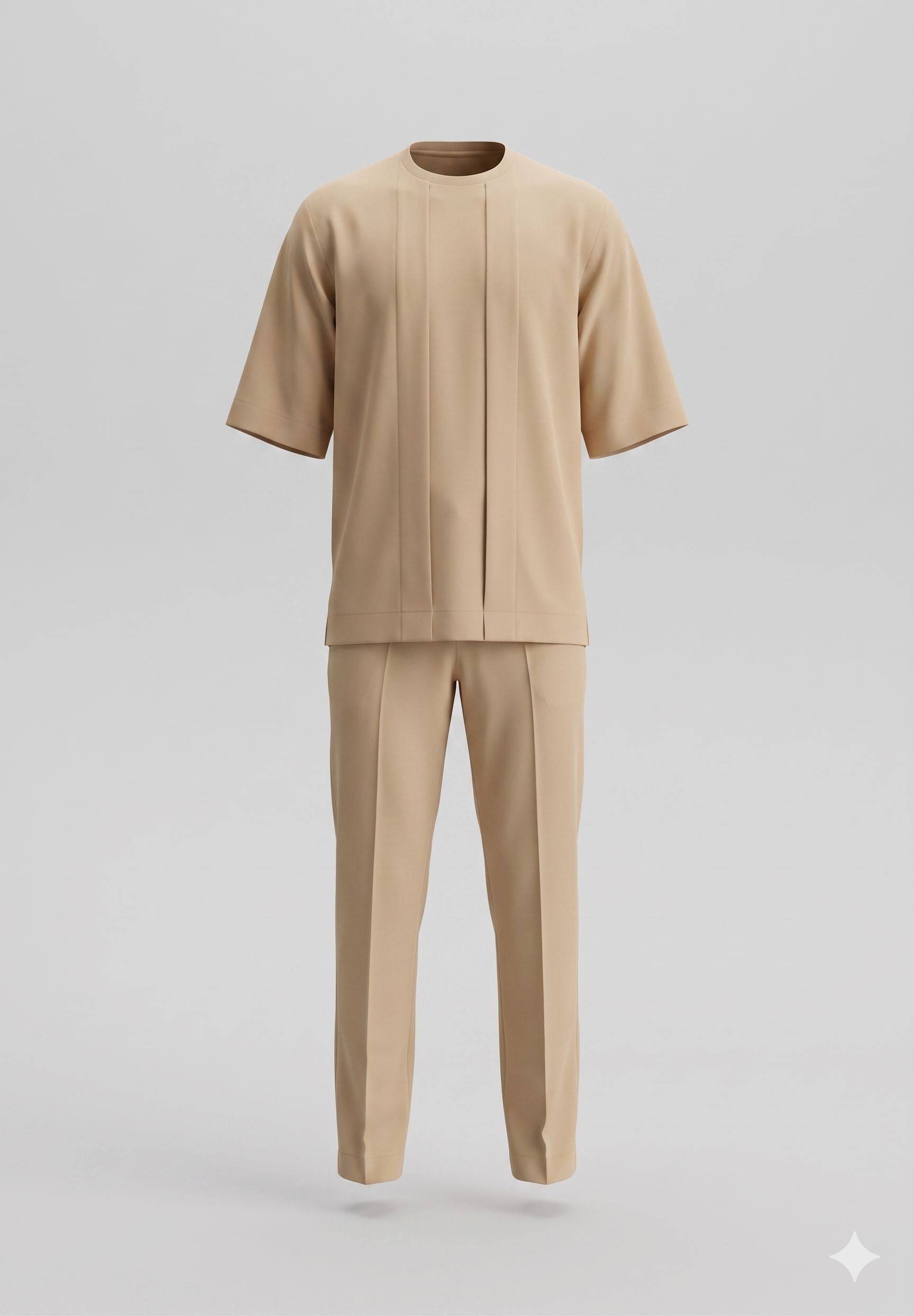 Camel Pintuck Co-ord Set