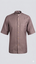 Coffee Brown Bishop Collar Shirt